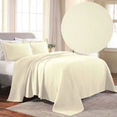 Fleur De Lis Jacquard Matelassé Cotton Medallion Bedspread Set